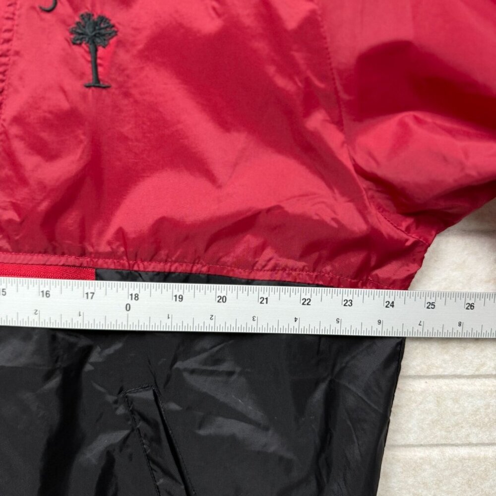 Red Black Hooded Windbreaker 1/2 Zip South Carolina Palmetto Jacket Large - Picture 9 of 10